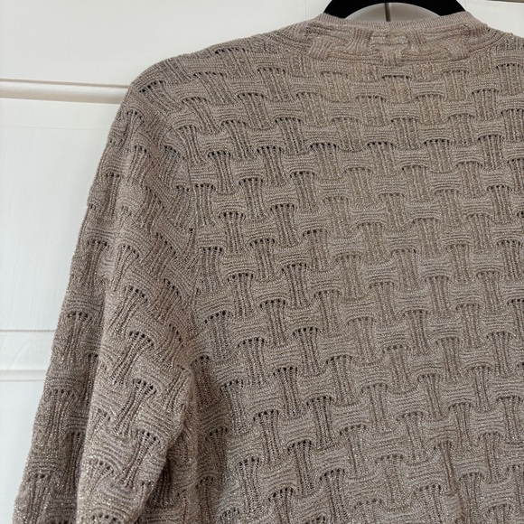 Chicos Travelers Size 1 Cardigan Open Front Metallic Basketweave Chicos Medium - Picture 12 of 14